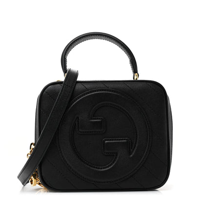 Gucci Sakai Be Green Calfskin Diagonal Stitched Blondie Top Handle Bag Black 1 of 11