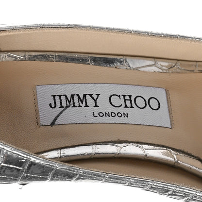 Jimmy Choo Crocodile Embossed Calfskin Love 65 Pump 37 Silver 10 of 10