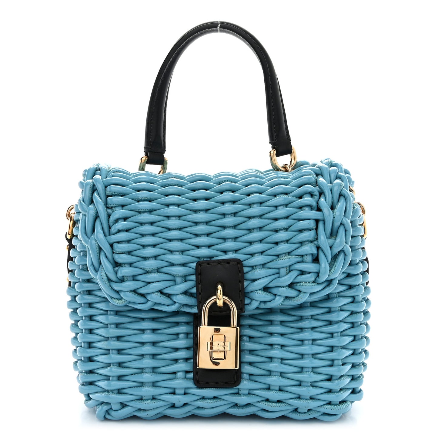 Woven Calfskin Padlock Shoulder Bag
