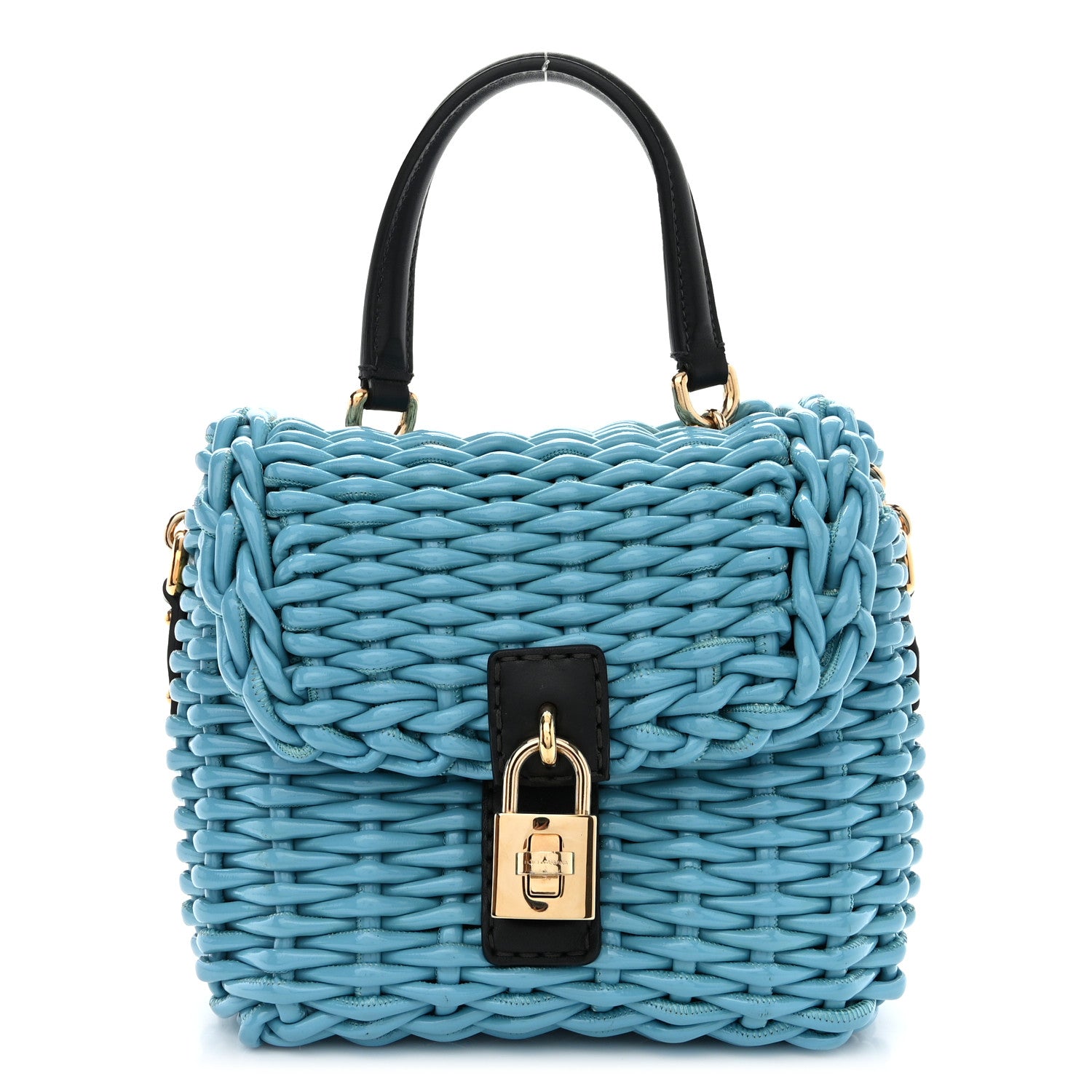 Dolce & Gabbana Woven Calfskin Padlock Shoulder Bag 1 of 12