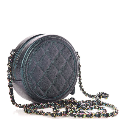 Chanel Iridescent Caviar Quilted Round Filigree Crossbody Dark Turquoise 3 of 8