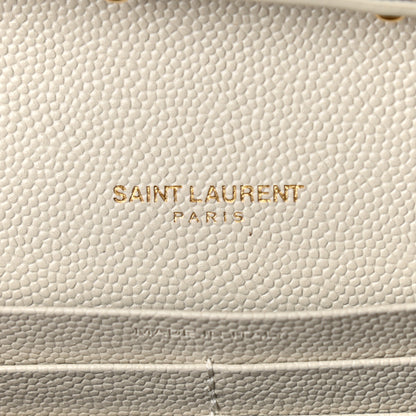 Saint Laurent Grain De Poudre Mixed Matelasse Triquilt Monogram Chain Wallet Crema Soft 7 of 9