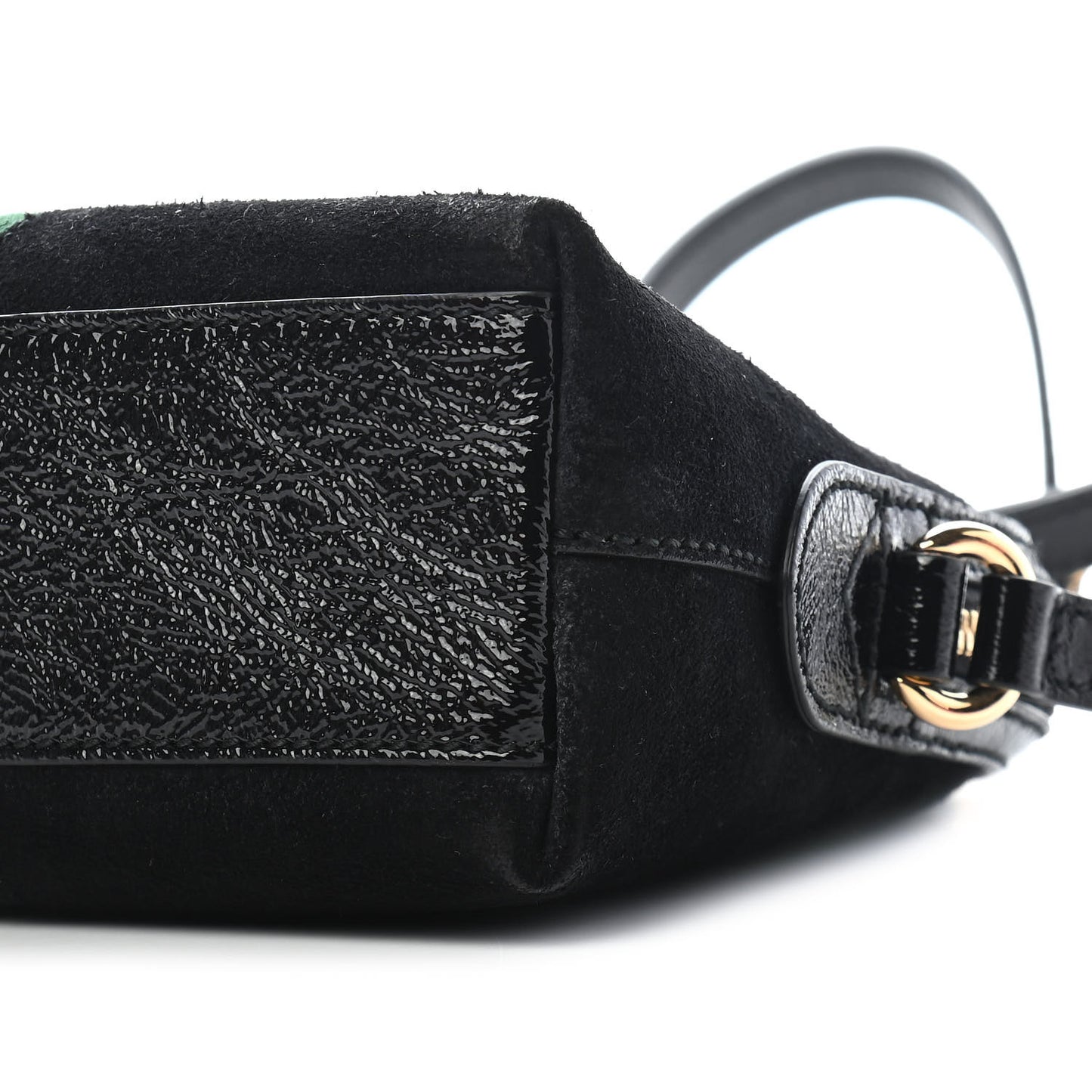 Suede Patent Web GG Small Ophidia Dome Shoulder Bag Black