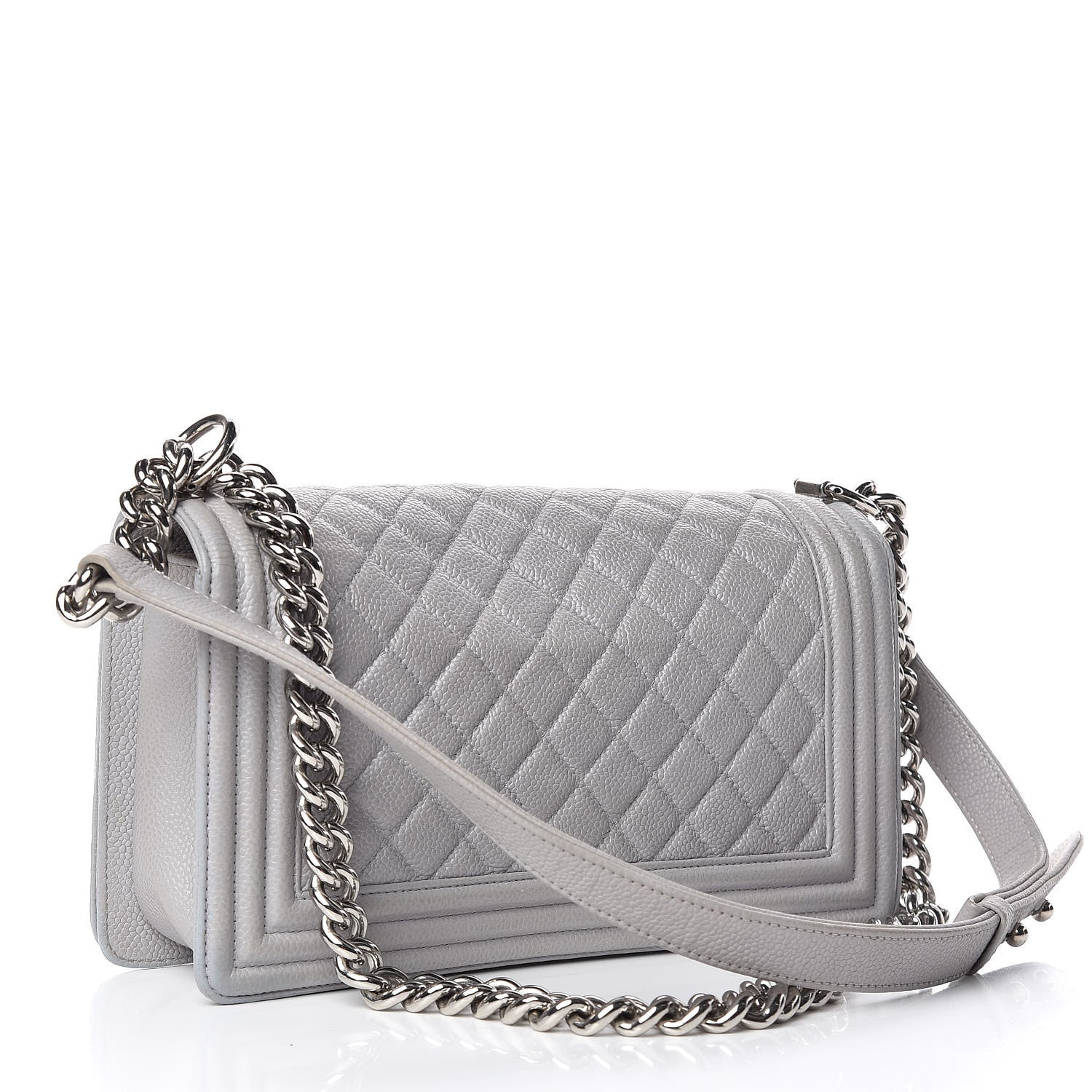 Chanel Iridescent Caviar Quilted Medium Boy Flap Light Grey 3 of 13
