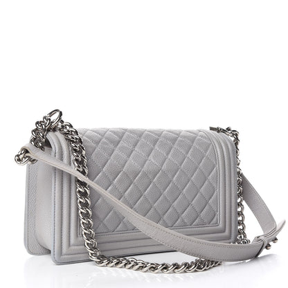 Chanel Iridescent Caviar Quilted Medium Boy Flap Light Grey 3 of 13