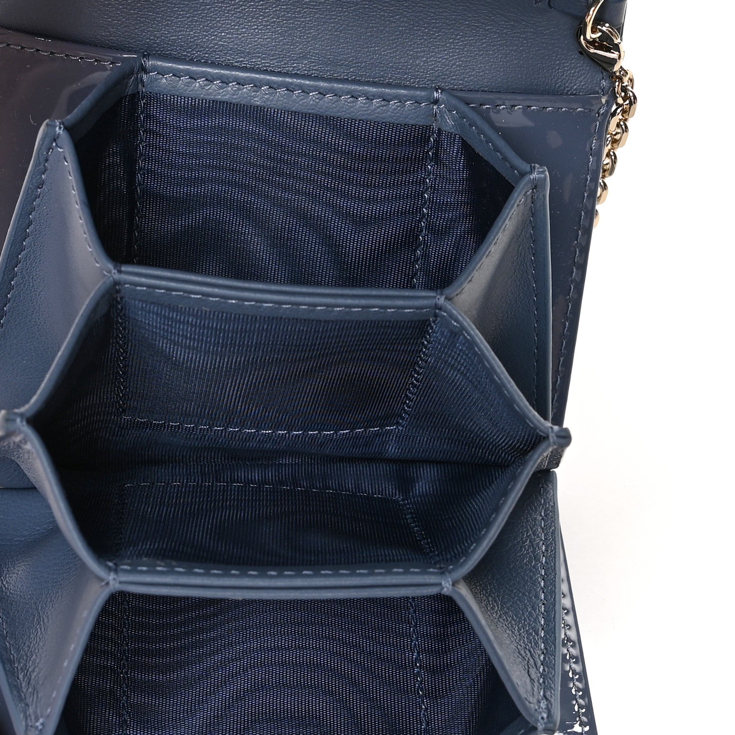 Christian Dior Patent Cannage Mini Pouch on Chain Navy Blue 4 of 6