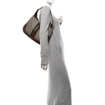 Gucci GG Supreme Monogram Azalea Calfskin Web Medium Jackie 1961 Hobo Beige Ebony Brown Sugar 2 of 12