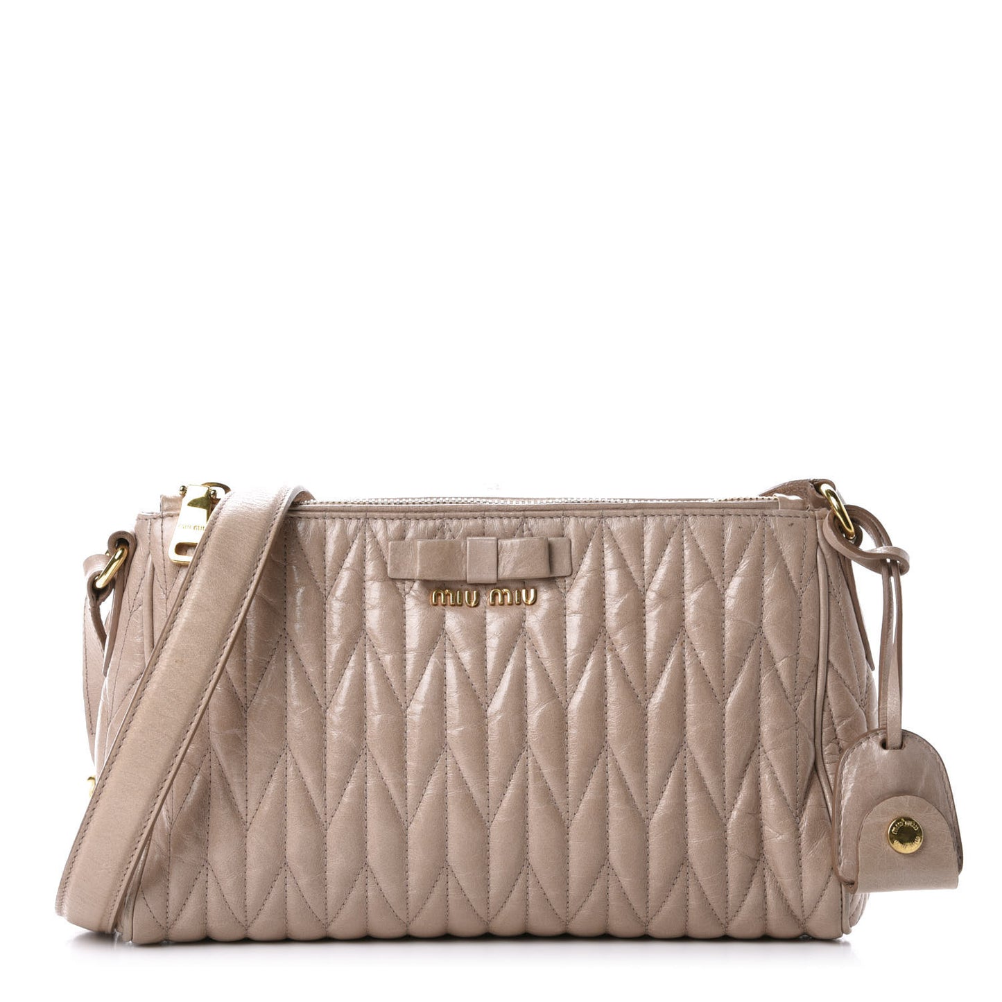 Nappa Matelasse Zip Shoulder Bag Cammeo