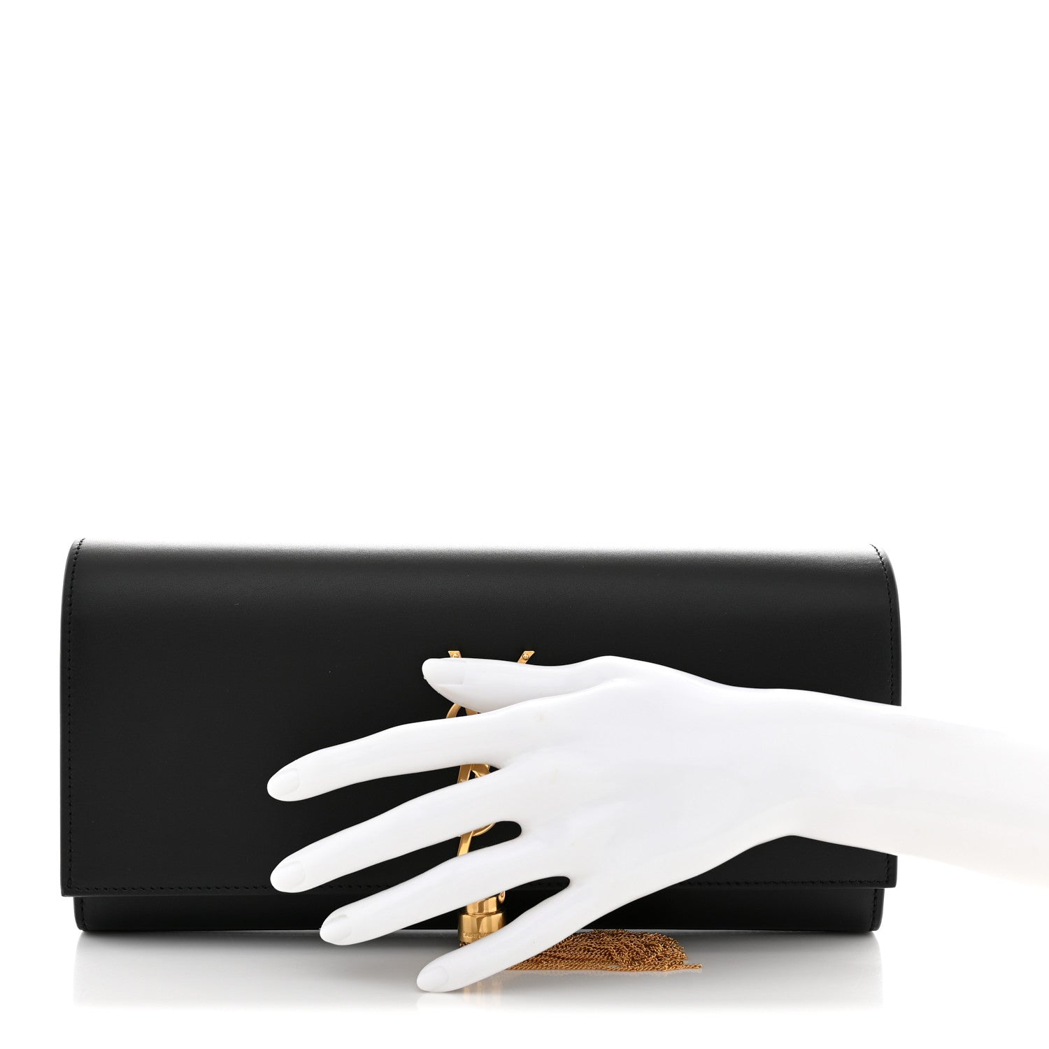 Saint Laurent Calfskin Classic Monogram Tassel Clutch Black 2 of 10