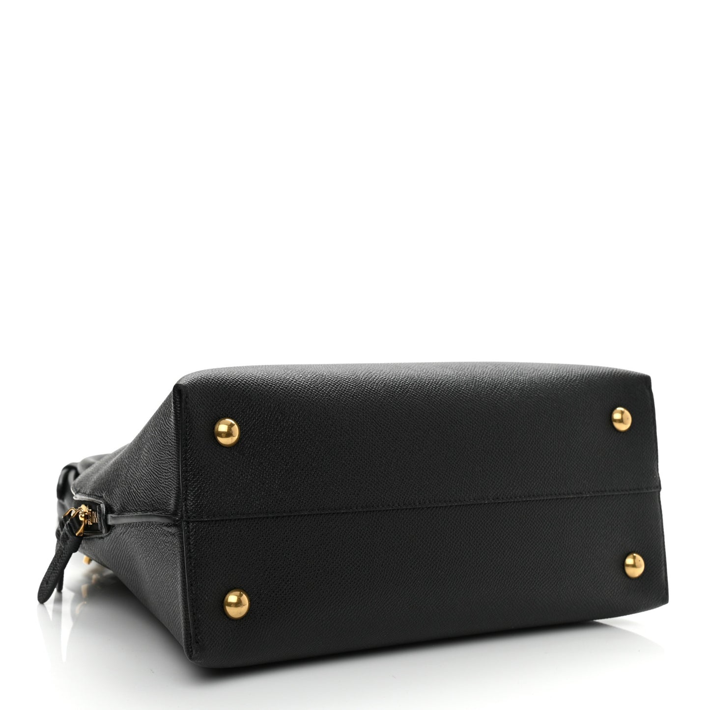 Hammered Calfskin Medium Gancini Top Handle Bag Black