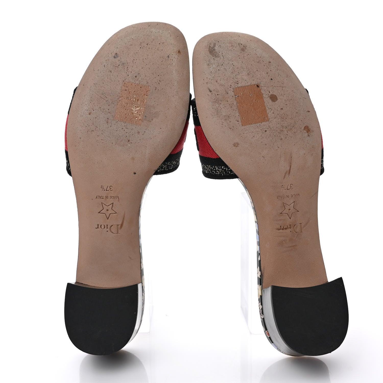 Christian Dior Canvas Toile de Jouy Pop Embroidered Dway 40mm Slide Sandals 37.5 Black Multicolor 5 of 8