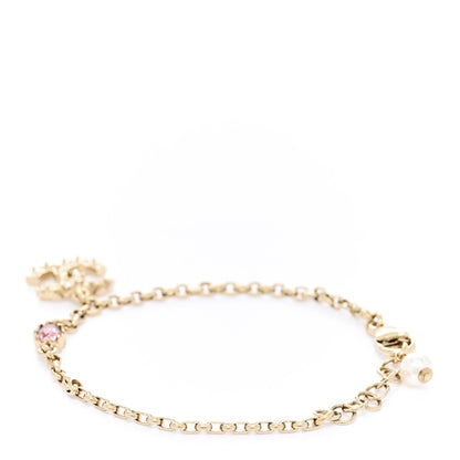 Chanel Crystal Pearl CC Charm Bracelet Light Gold Pink 3 of 5