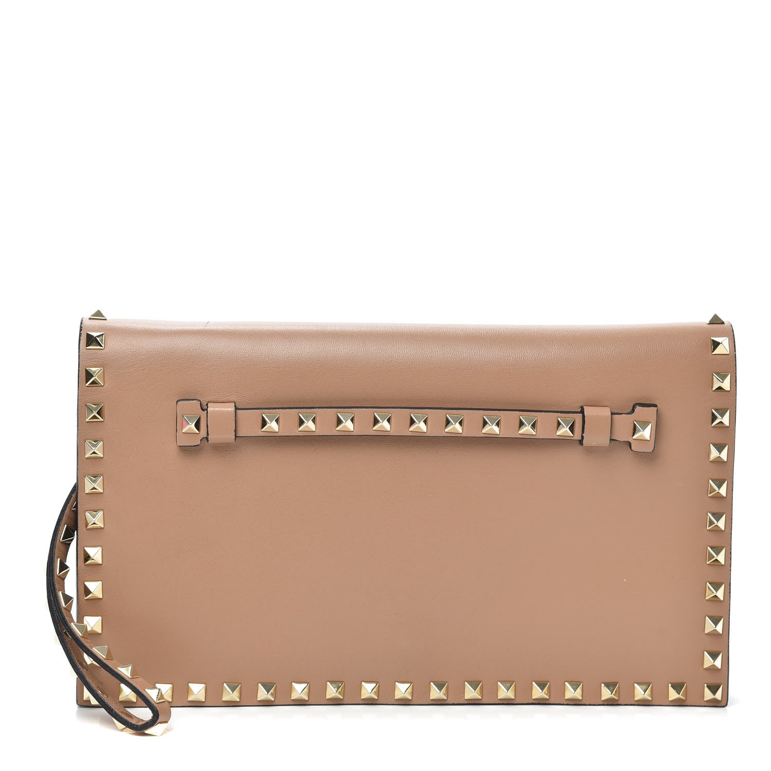 Valentino Garavani Nappa Rockstud Wristlet Clutch Alpaca 1 of 9