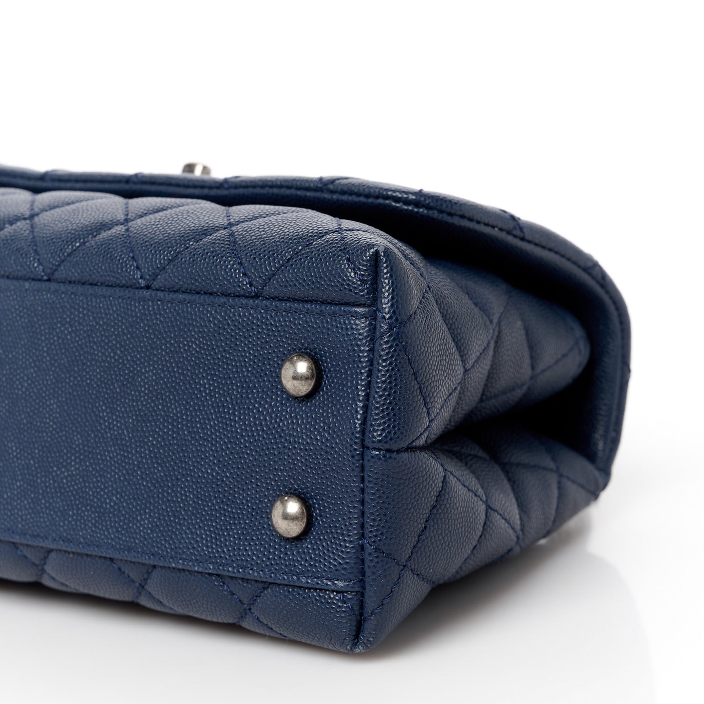 Caviar Quilted Mini Coco Handle Flap Navy Blue Blue