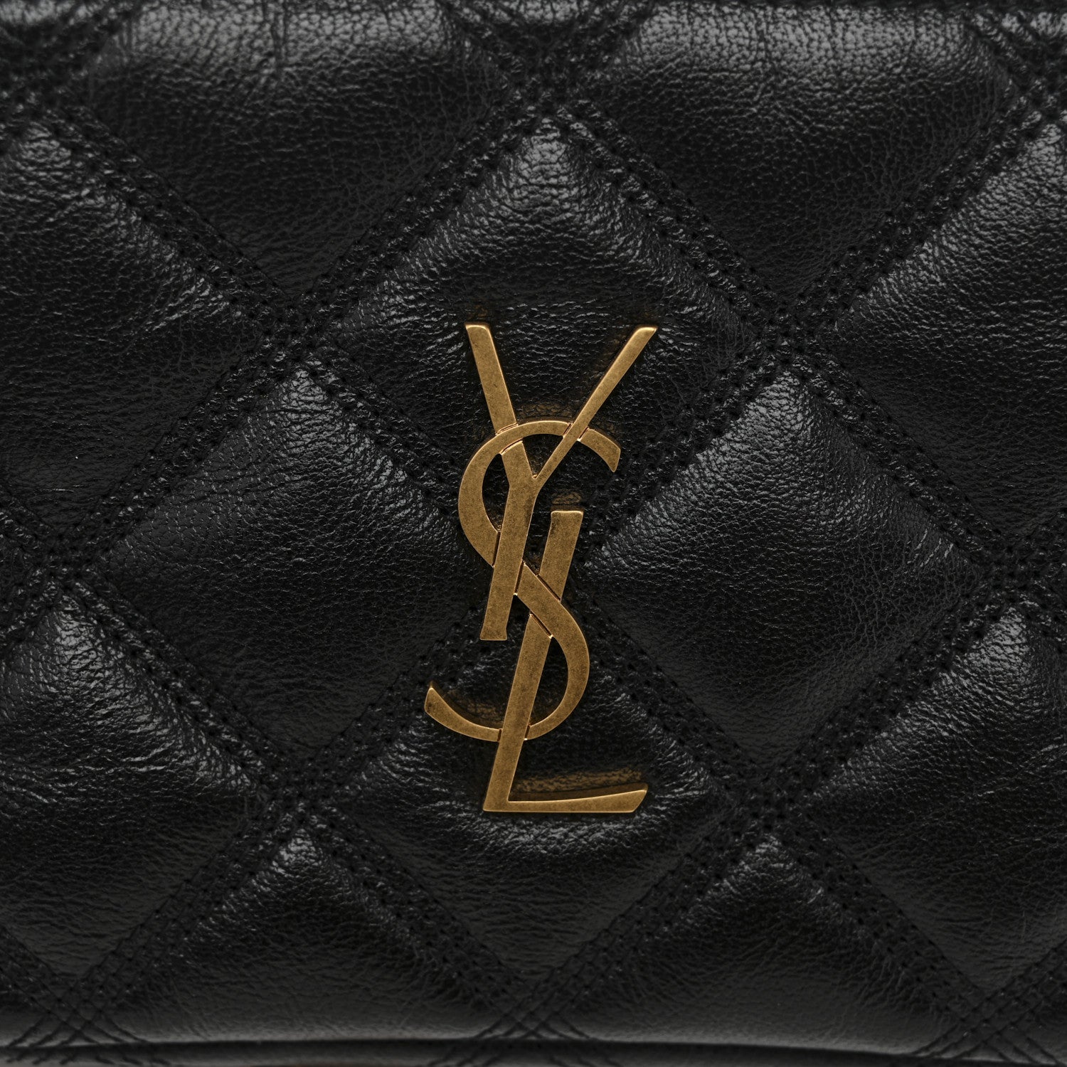 Saint Laurent Grained Lambskin Quilted Mini Becky Double Zip Bag Black 14 of 15