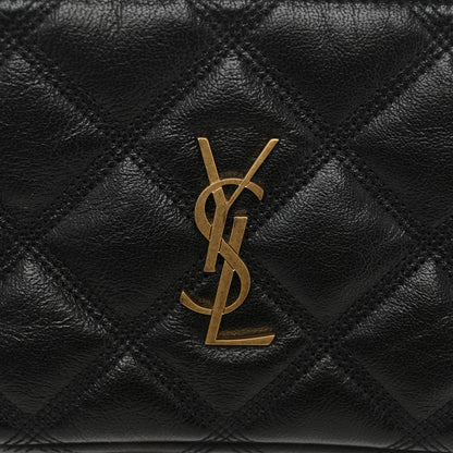 Saint Laurent Grained Lambskin Quilted Mini Becky Double Zip Bag Black 14 of 15