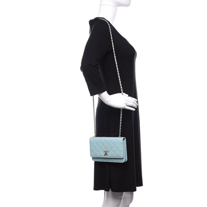 Chanel Lambskin Quilted Trendy CC Wallet On Chain WOC Light Blue 2 of 14