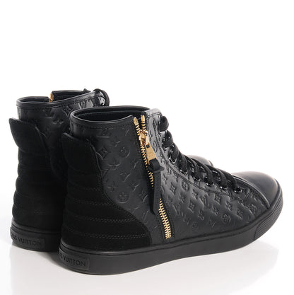 Louis Vuitton Calfskin Monogram Embossed Punchy Sneakers 39.5 Black 5 of 8