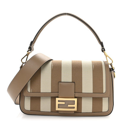 Fendi Canvas Pequin Striped Baguette Beige Sand 1 of 10