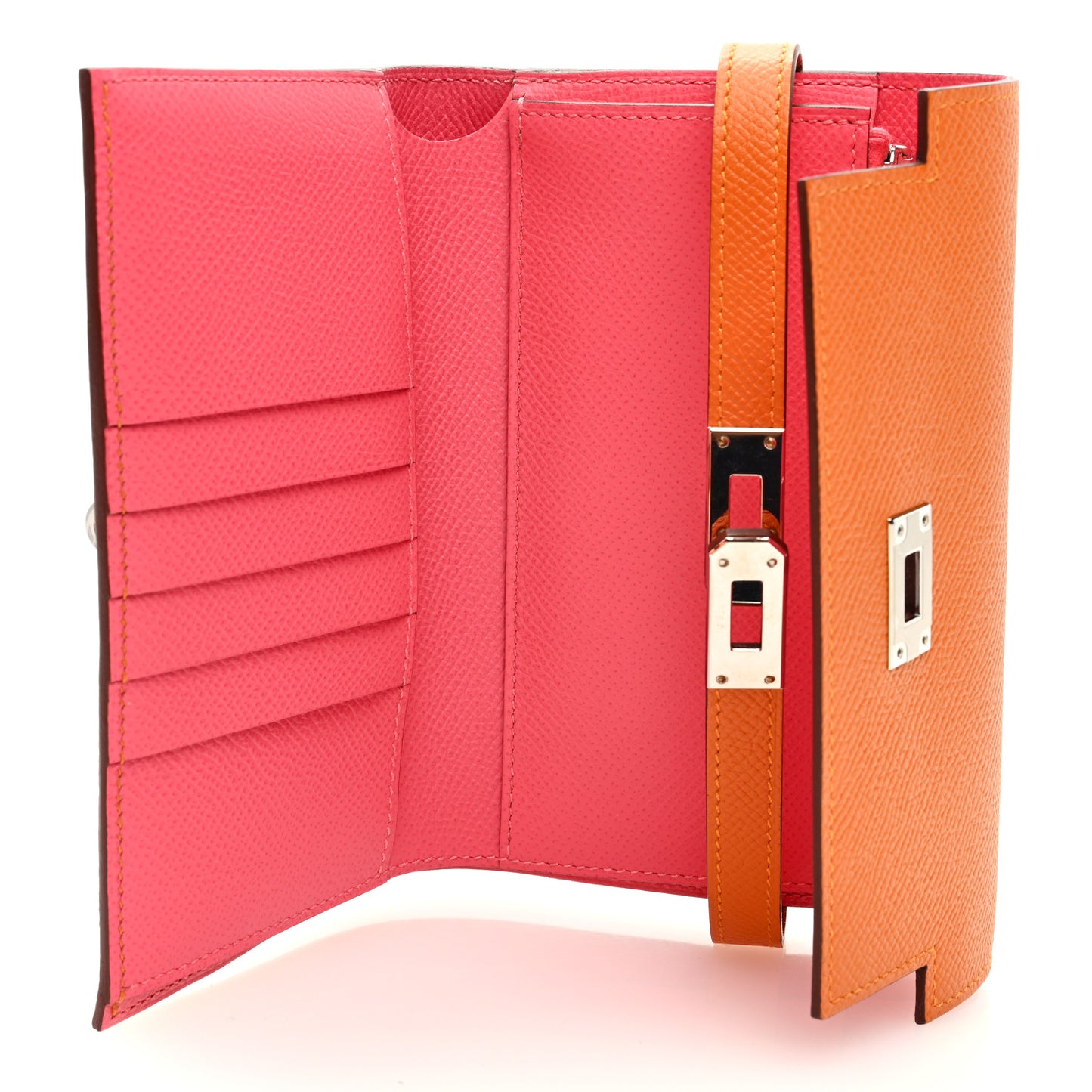Epsom Verso Kelly Medium Wallet Abricot Rose Azalee