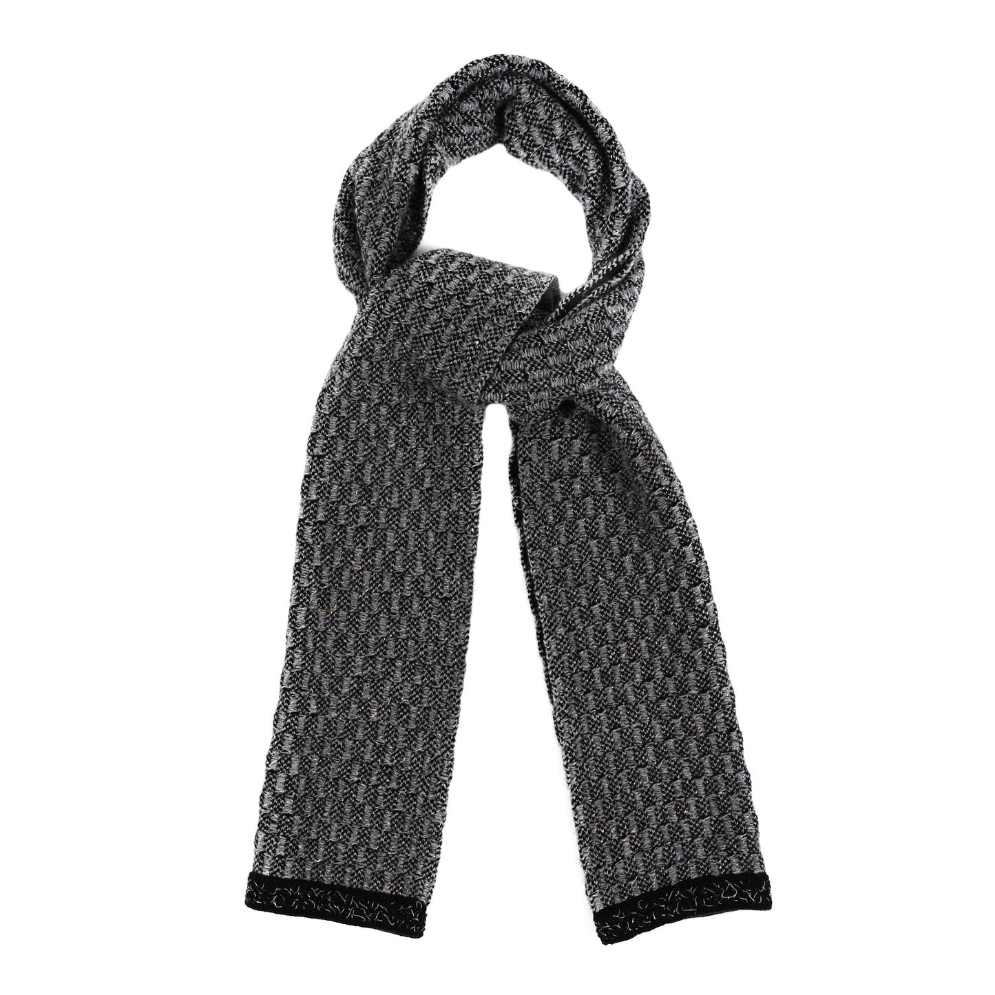 Cashmere Blend CC Scarf Black Grey Silver