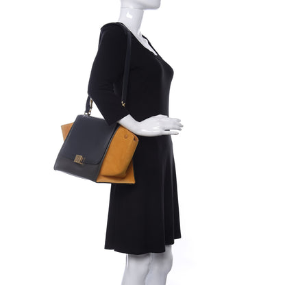 Celine Smooth Calfskin Suede Medium Tri-Color Trapeze Mustard 2 of 13