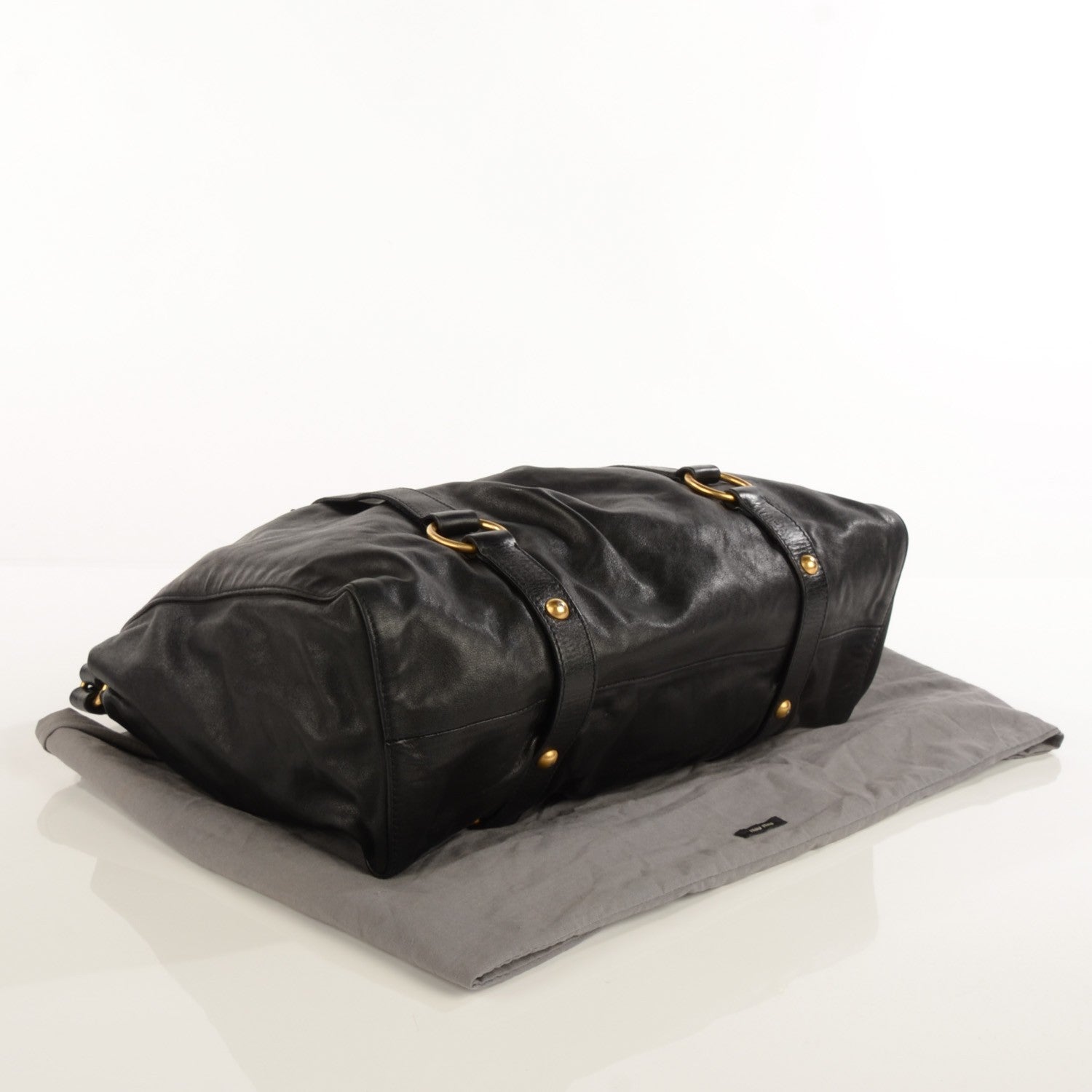 Miu Miu Vitello Lux Gathered Tote Black 4 of 8
