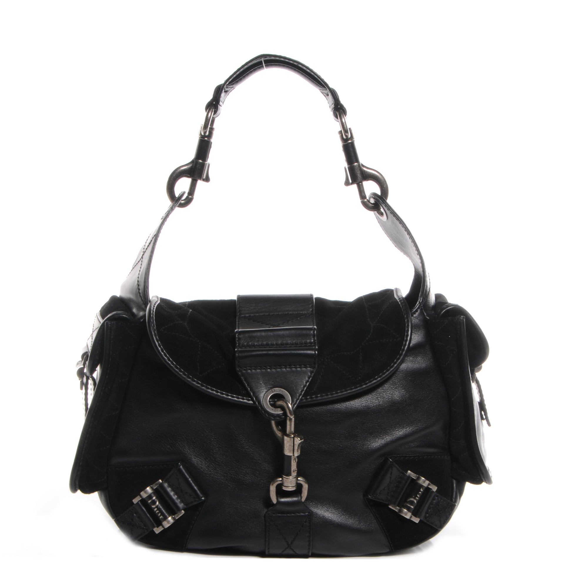 Christian Dior Leather Suede Rebelle Hobo Black 1 of 9