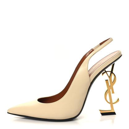 Saint Laurent Calfskin Opyum 110 Slingback Pumps 40 Real Beige 1 of 9