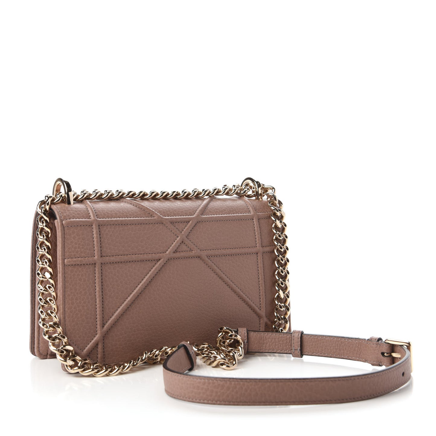 Grained Calfskin Small Diorama Flap Bag Taupe