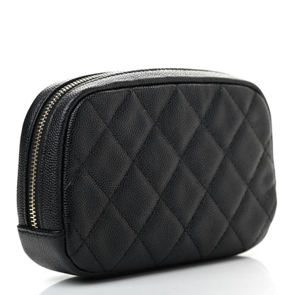 Chanel Caviar Quilted Small Curvy Pouch Cosmetic Case Black 3 of 7