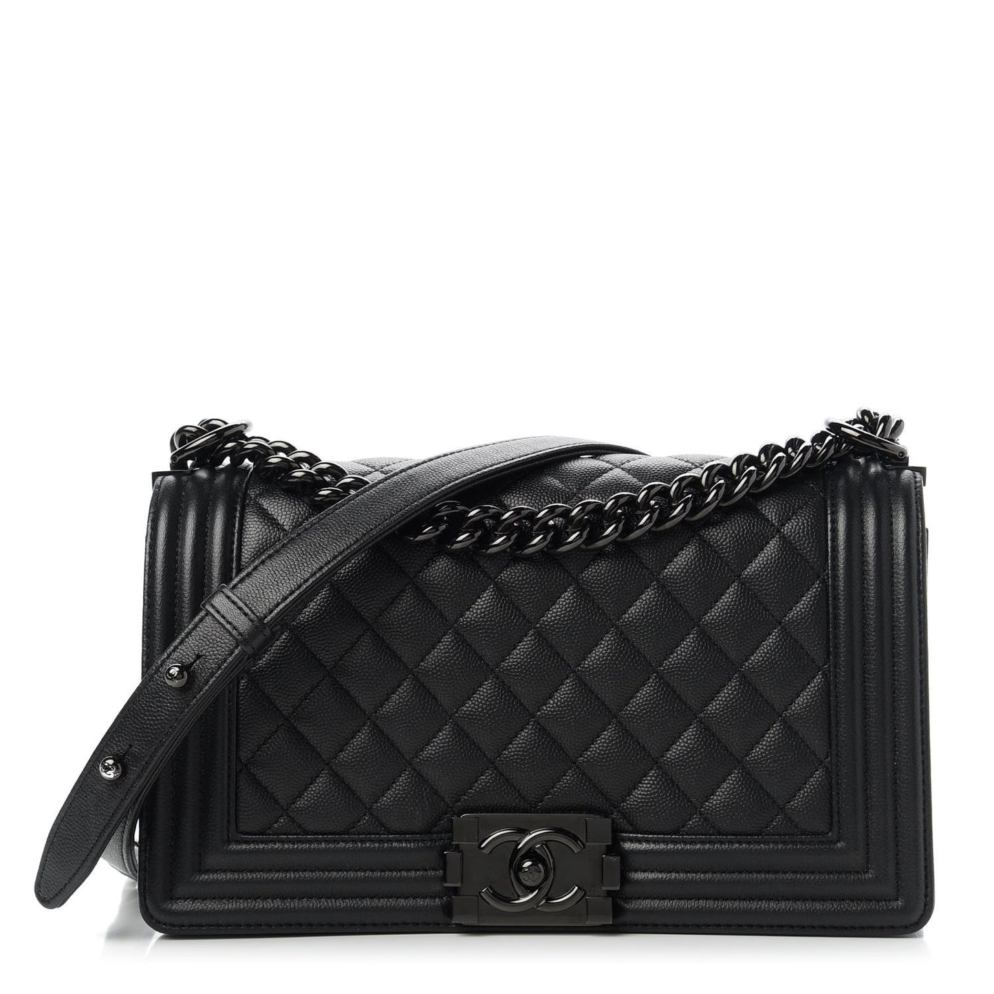 Caviar Quilted Medium Boy Flap So Black