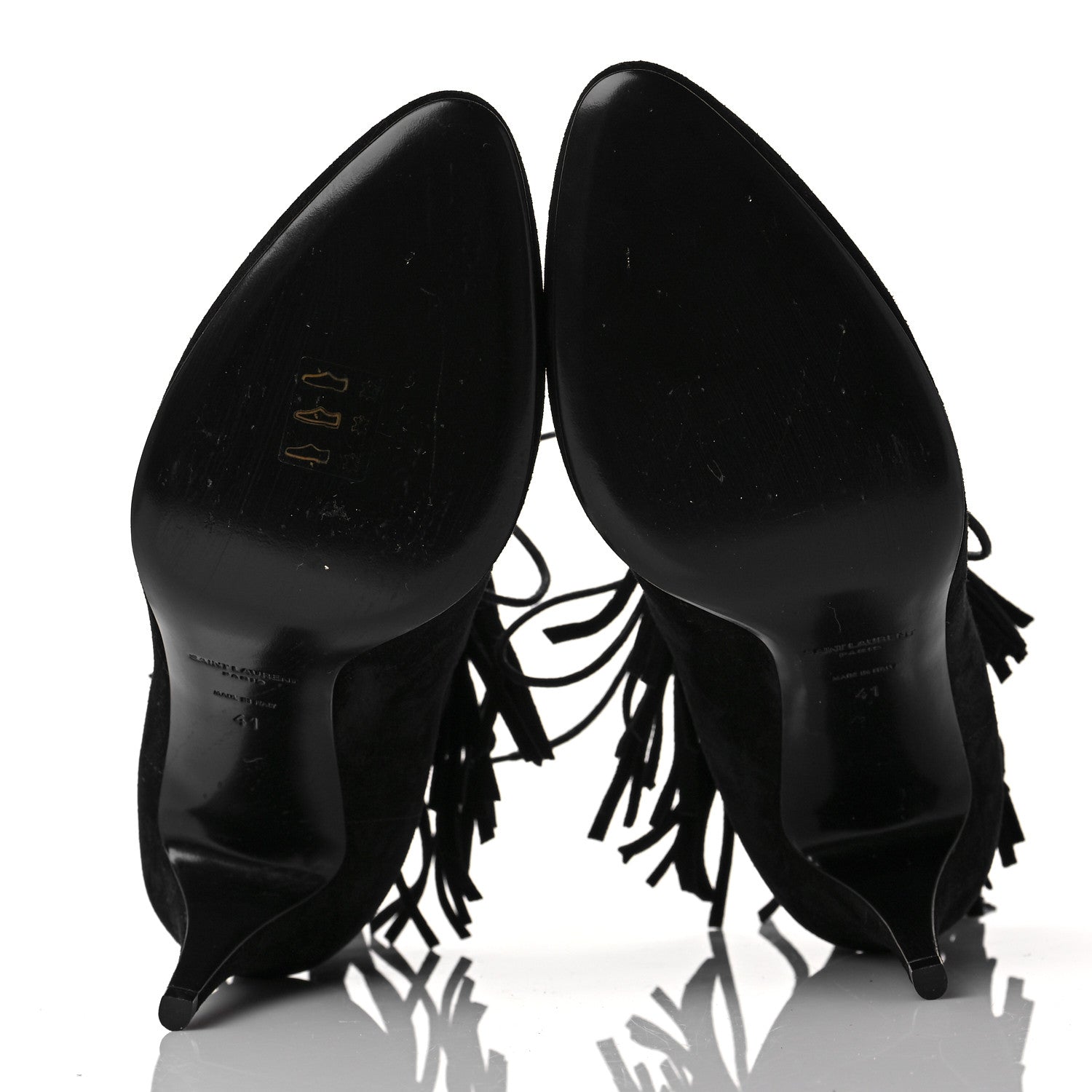 Saint Laurent Suede Fringe Babies Ankle Boots 41 Black 5 of 9