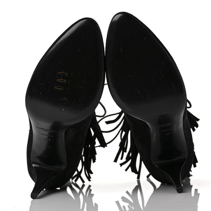 Saint Laurent Suede Fringe Babies Ankle Boots 41 Black 5 of 9
