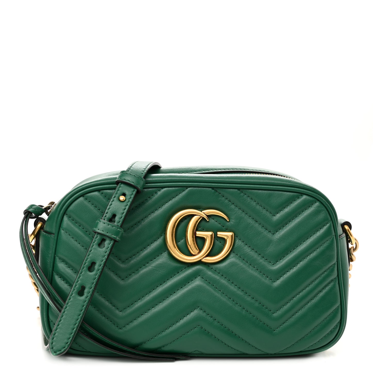 Calfskin Matelasse Small GG Marmont Chain Shoulder Bag Emerald Green