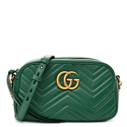 Gucci Calfskin Matelasse Small GG Marmont Chain Shoulder Bag Emerald Green 1 of 11
