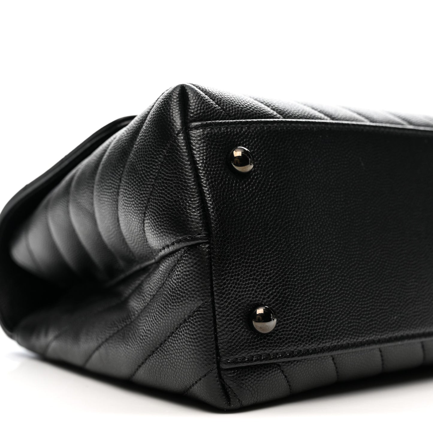 Caviar Chevron Quilted Small Coco Handle Flap So Black
