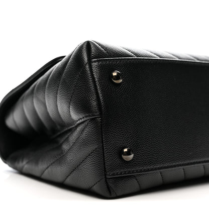 Chanel Caviar Chevron Quilted Small Coco Handle Flap So Black 9 of 13