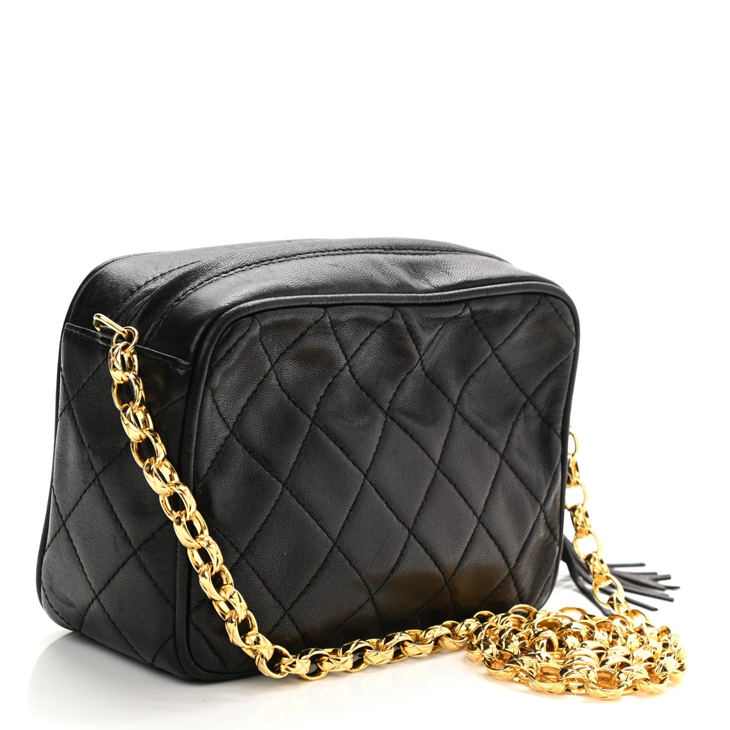 Chanel Lambskin Quilted CC Tassel Camera Case Black 3 of 12