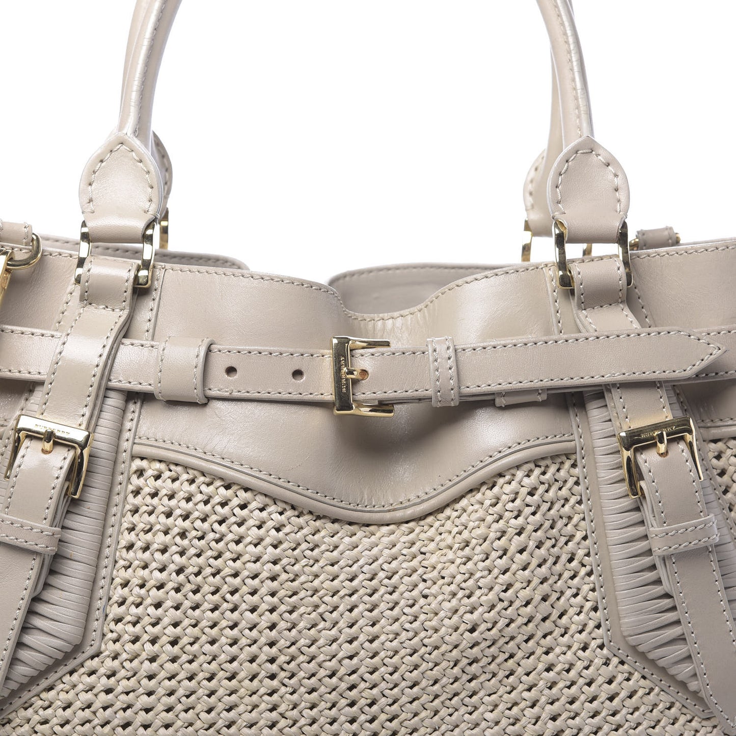 Calfskin Raffia Shoulder Bag Light Beige