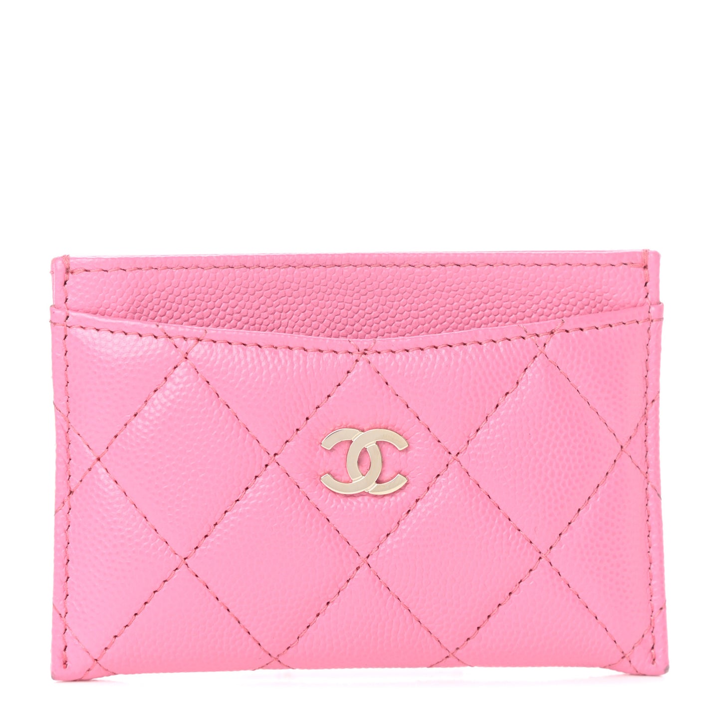Caviar Quilted Card Holder Pink