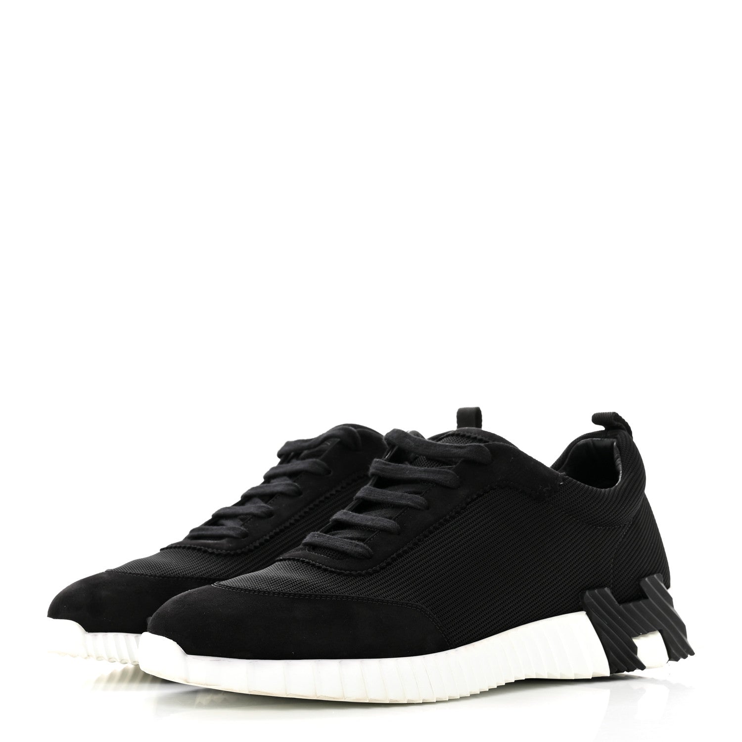 Hermes Air Mesh Suede Goatskin Mens Bouncing Sneakers 44 Black 3 of 8