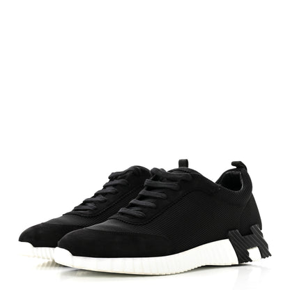 Hermes Air Mesh Suede Goatskin Mens Bouncing Sneakers 44 Black 3 of 8
