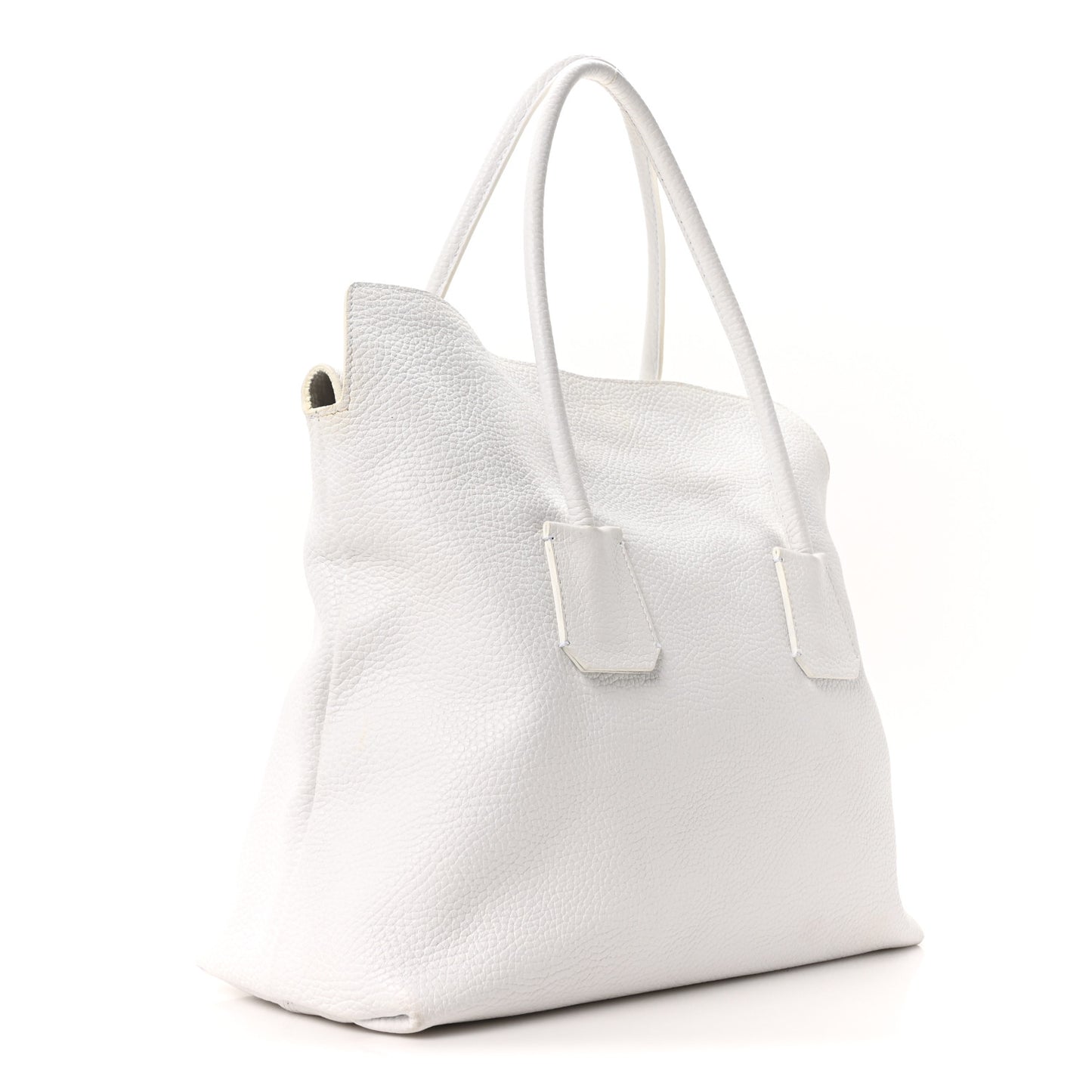 London Grainy Calfskin Medium Baynard Tote White