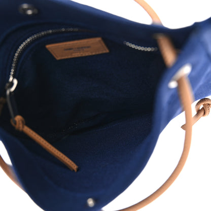 Saint Laurent Linen Calfskin Rive Gauche Backpack Blue Rouge Eros 5 of 10