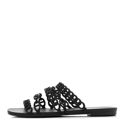 Hermes Rubber Chaine d'Ancre Nude Sandals 39 Black 1 of 7