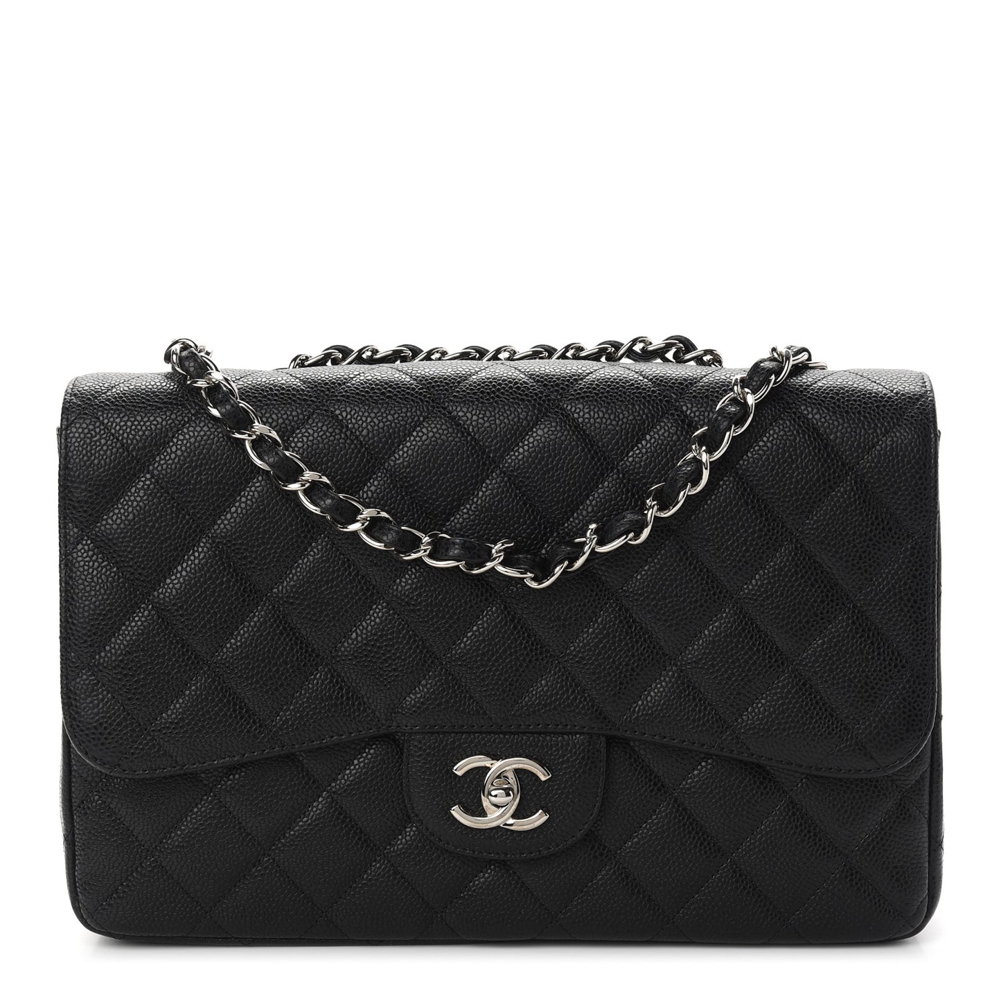 Caviar Quilted Jumbo Flap Black
