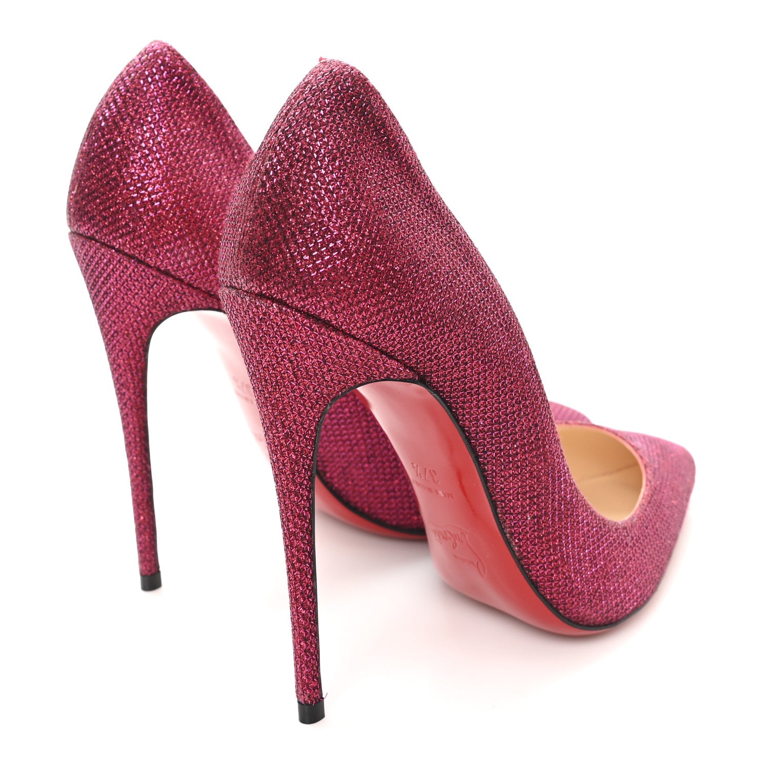 Christian Louboutin Glitter Tisse Pigalle Follies 120 Pumps 37.5 Cassis 5 of 9
