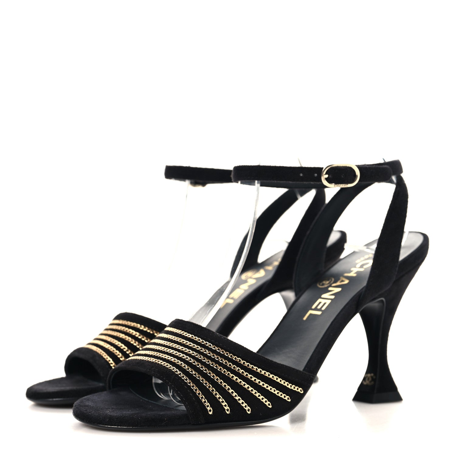 Chanel Suede Kidskin Chain Sandals  36 Black 4 of 10