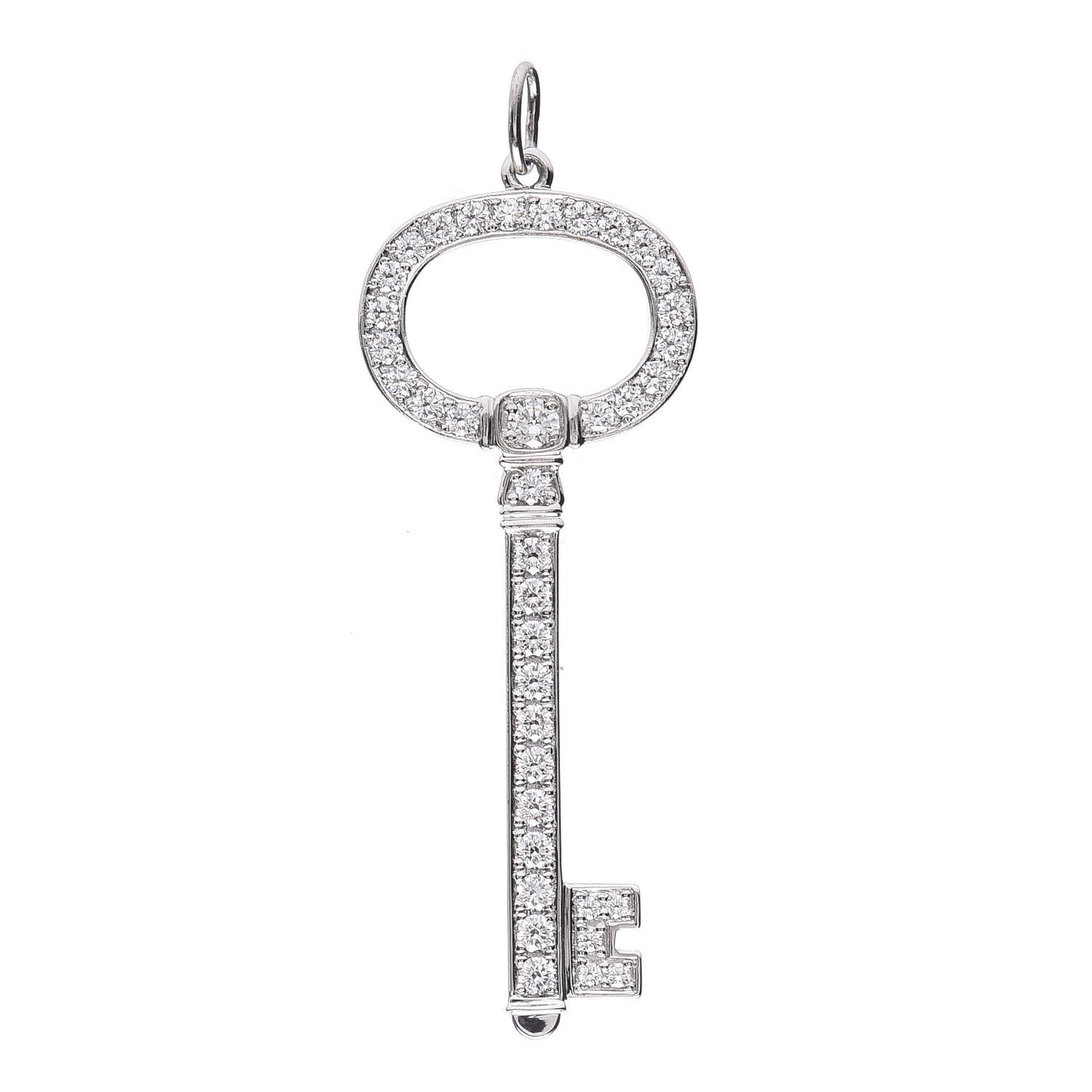 Platinum Diamond Oval Key Charm Pendant